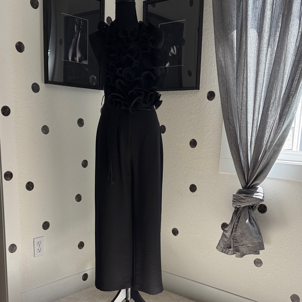 Zara Black Ruffled Jumpsuit, size - S, excellent condition.